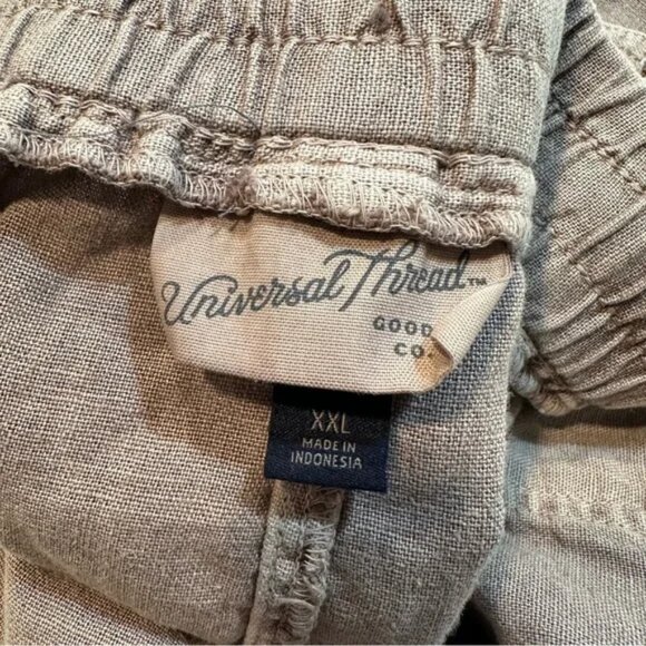 Universal Thread Linen Blend Shorts Taupe Drawstring Cuffed Hem, Size XXL - Picture 6 of 12